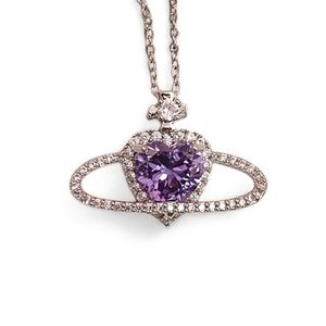 NWOT Vivienne Westwood Inspired Silver Purple Simulated Diamond Necklace Choker